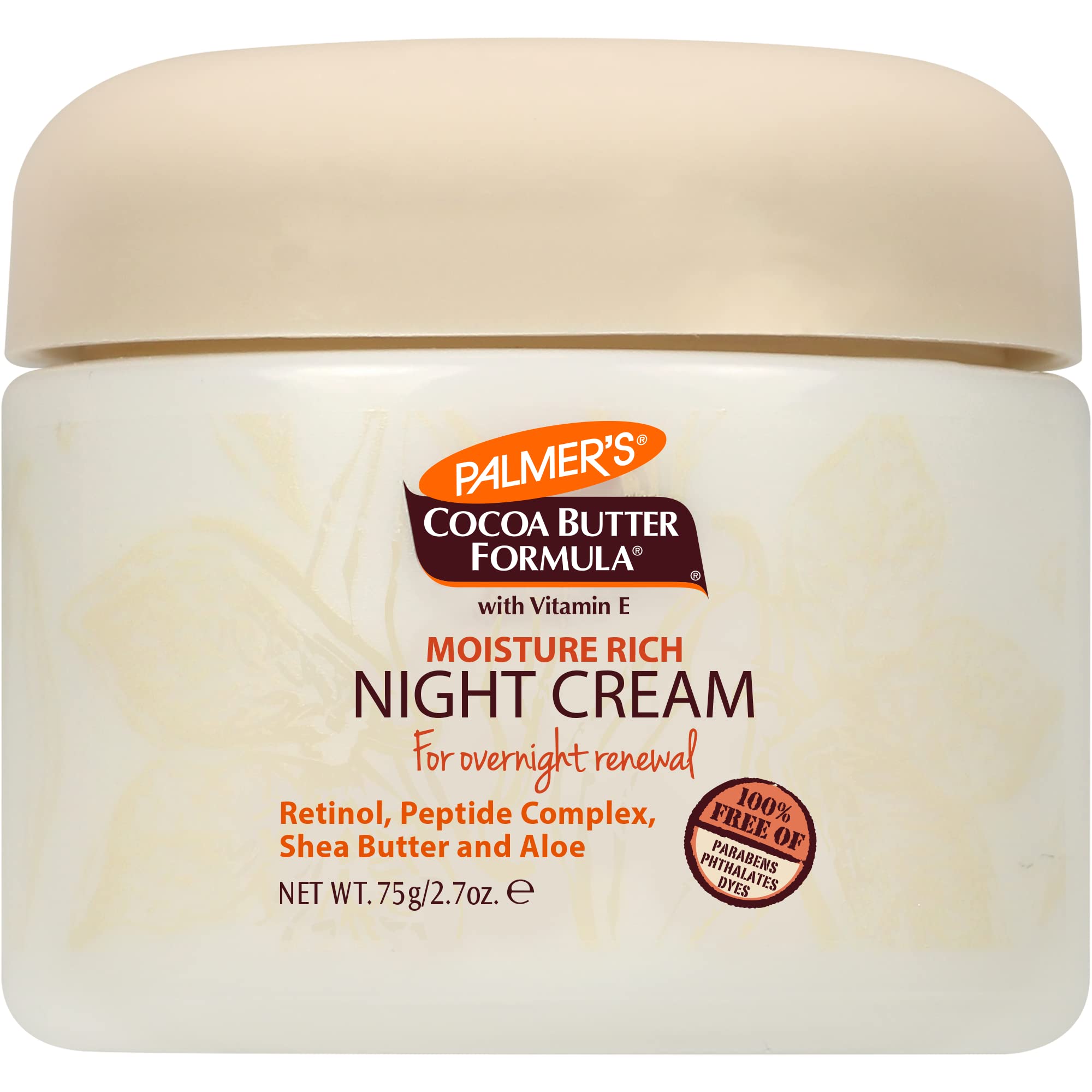 Vitamin E in Palmer's Night Cream highlighted as antioxidant support.