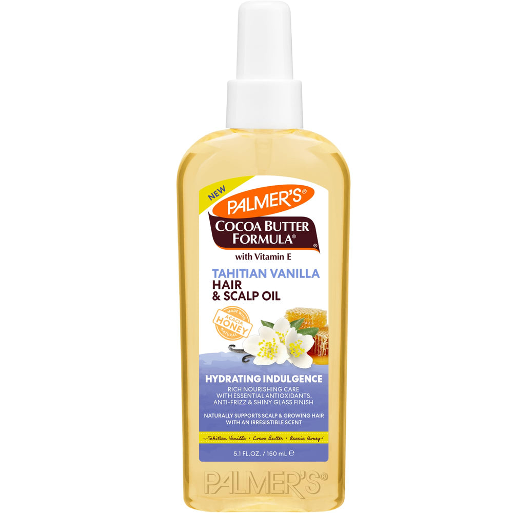 Palmer's cocoa butter Tahitian vanilla oil bottle pour for hydration and shine.