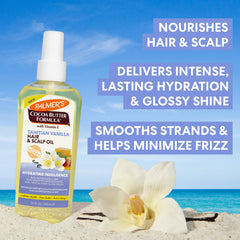 Palmer's Tahitian vanilla oil label close-up highlights natural ingredients and aroma.