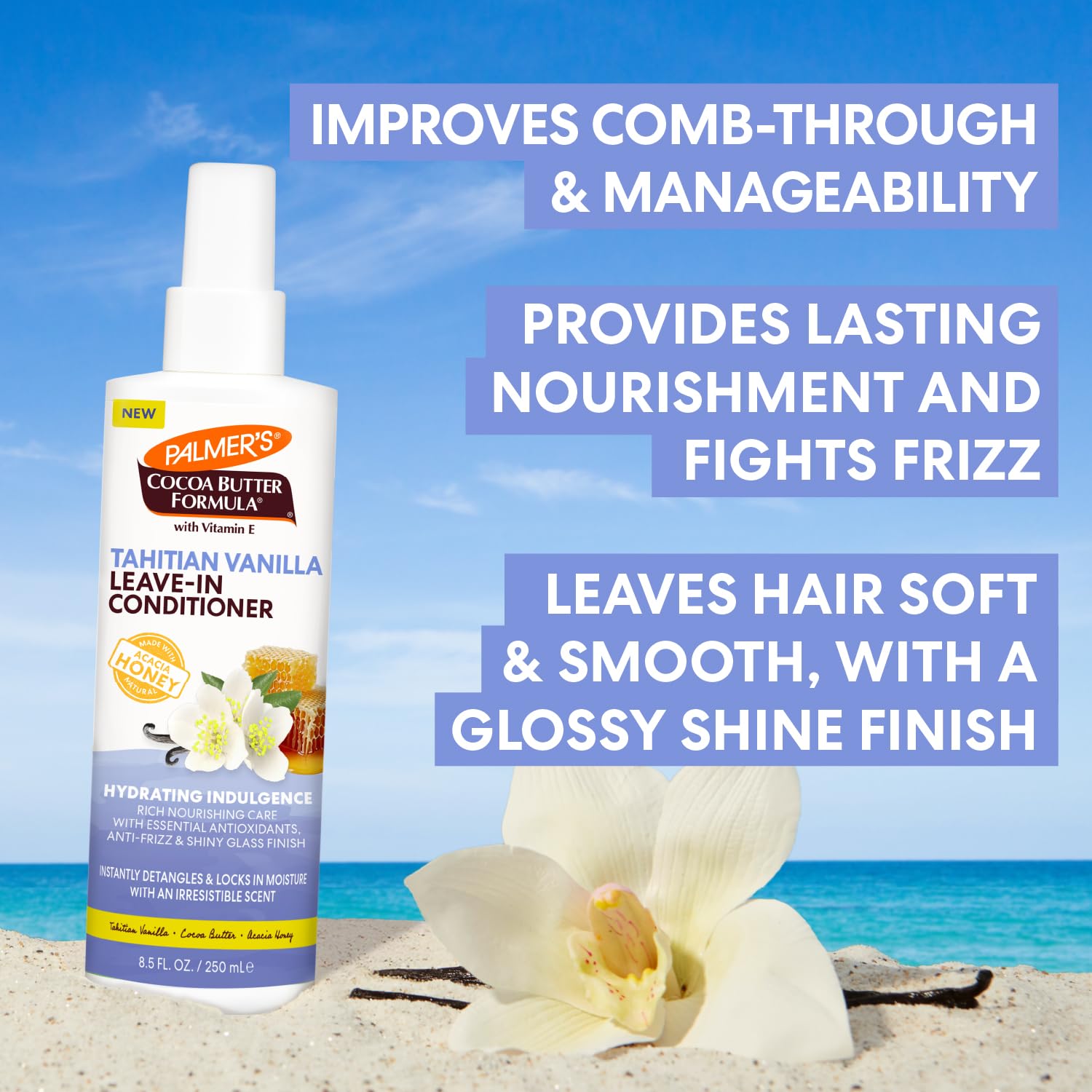 Palmer's Cocoa Butter hydrates hair for lasting softness and glow.