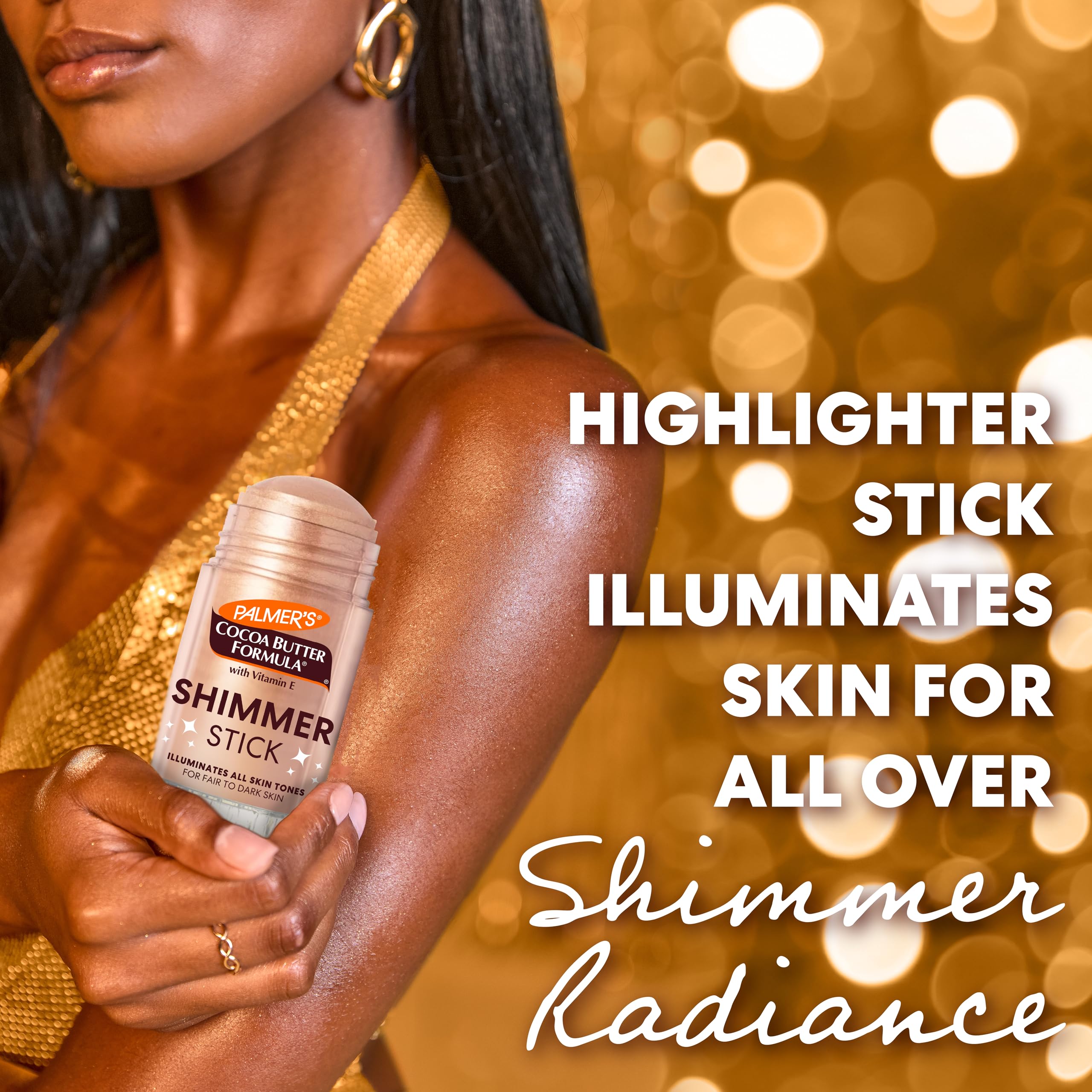 Palmer's Shimmer Stick for legs delivers luminous glow and moisture.