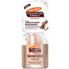 Palmer's Cocoa Butter Shimmer Stick on shoulders for hydrated, radiant glow.