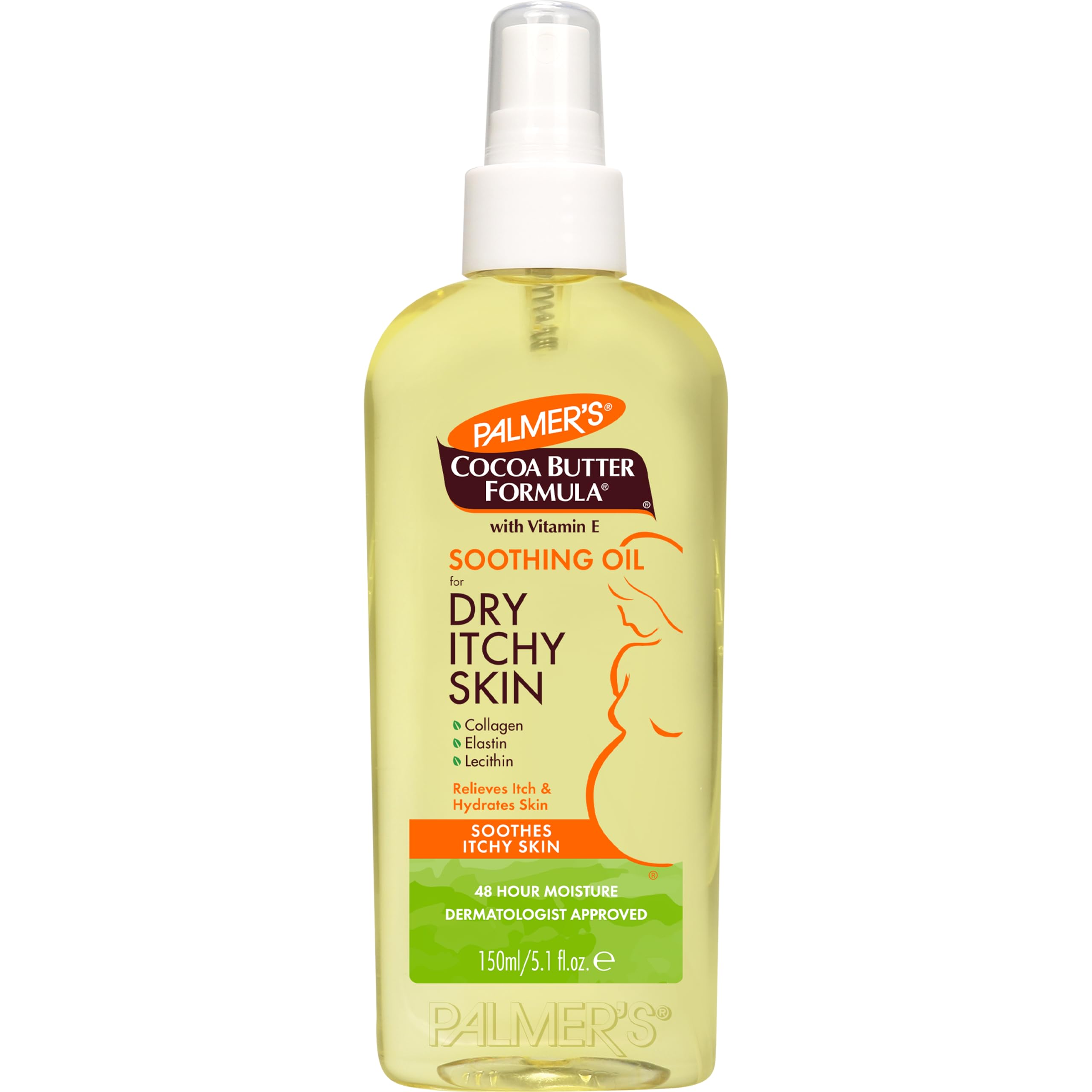 Palmer’s Cocoa Butter Soothing Oil bottle with pump for easy, mess-free application
