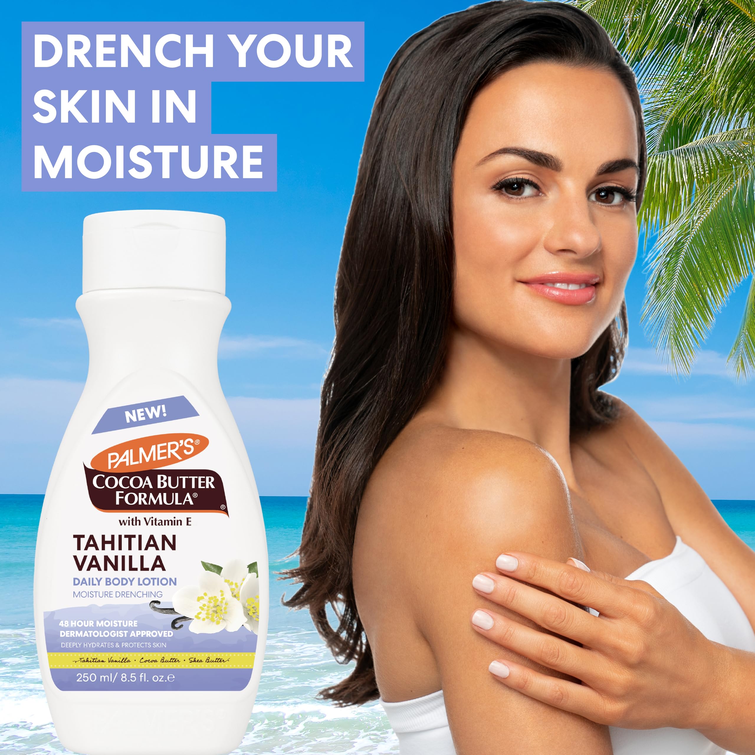 Palmer's Tahitian Vanilla lotion pump close-up showing rich texture and smooth application