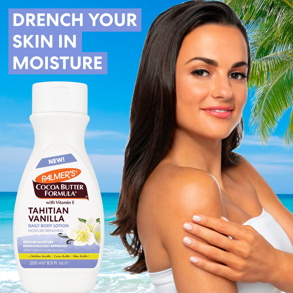 Palmer's Tahitian Vanilla lotion pump close-up showing rich texture and smooth application