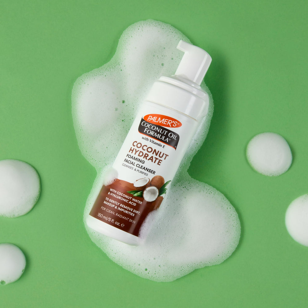 Palmer's Coconut Hydrate Foaming Cleanser application demonstrating refreshing hydration