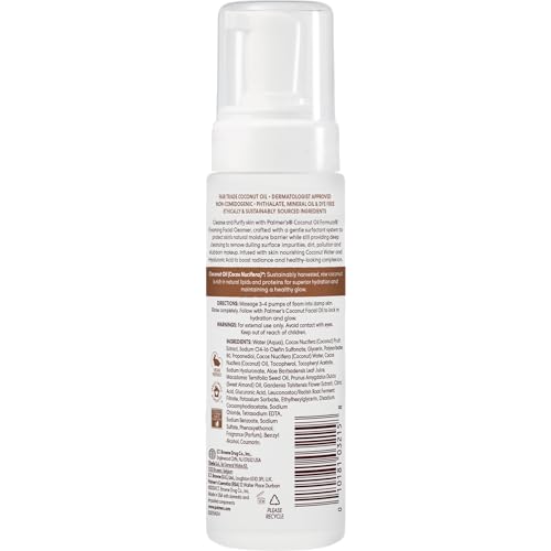 Palmer's Coconut Hydrate Foaming Cleanser foam highlighting thorough cleansing and radiance