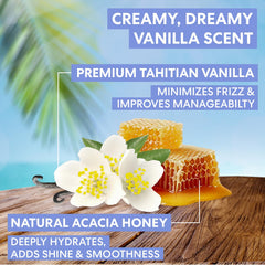 Palmer's conditioner bottle pour shows even application and frizz control.