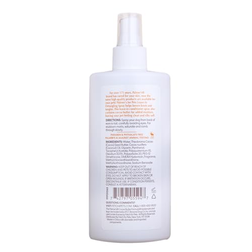 Palmer's for Pets leave-in conditioner application on coat for easy brushing