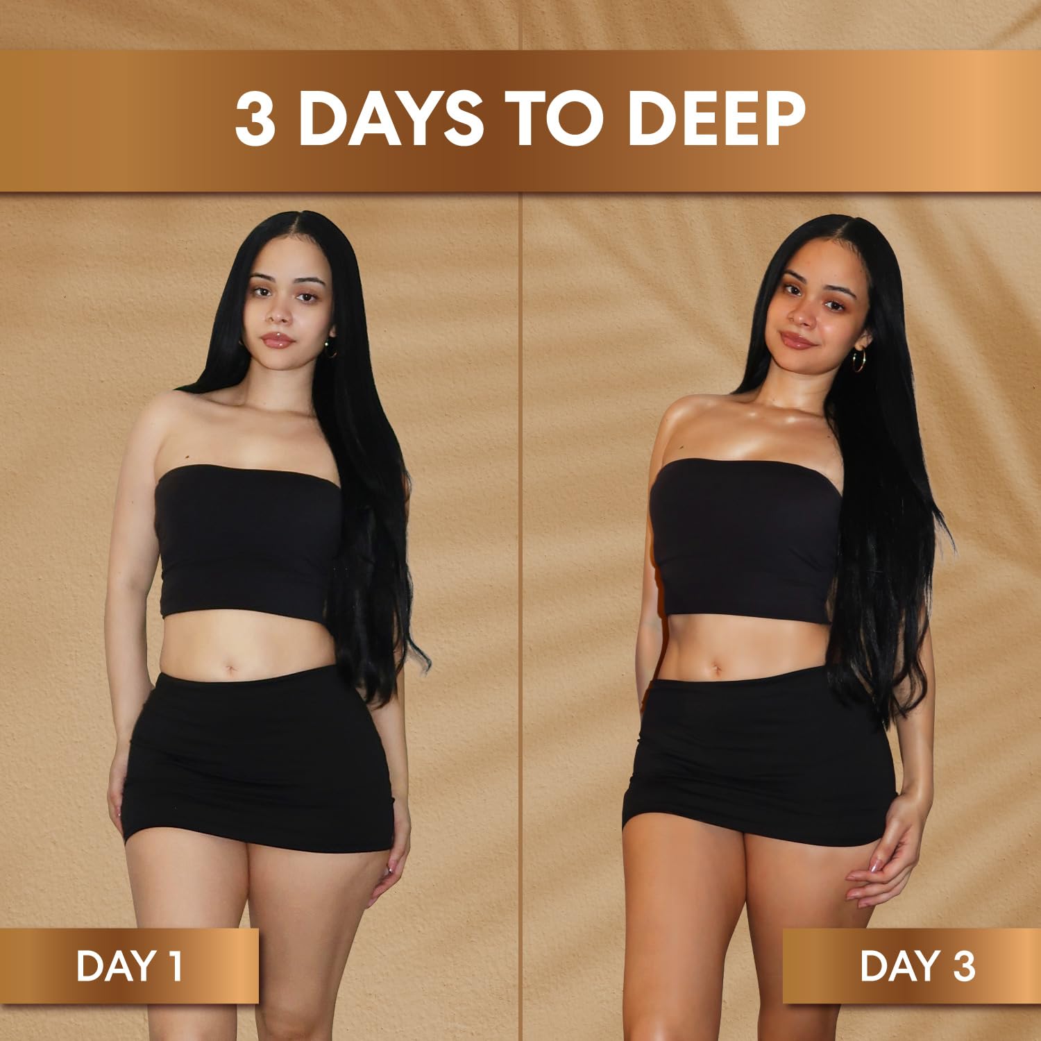 Palmer's gradual tan preview on the skin for a sun-kissed look.