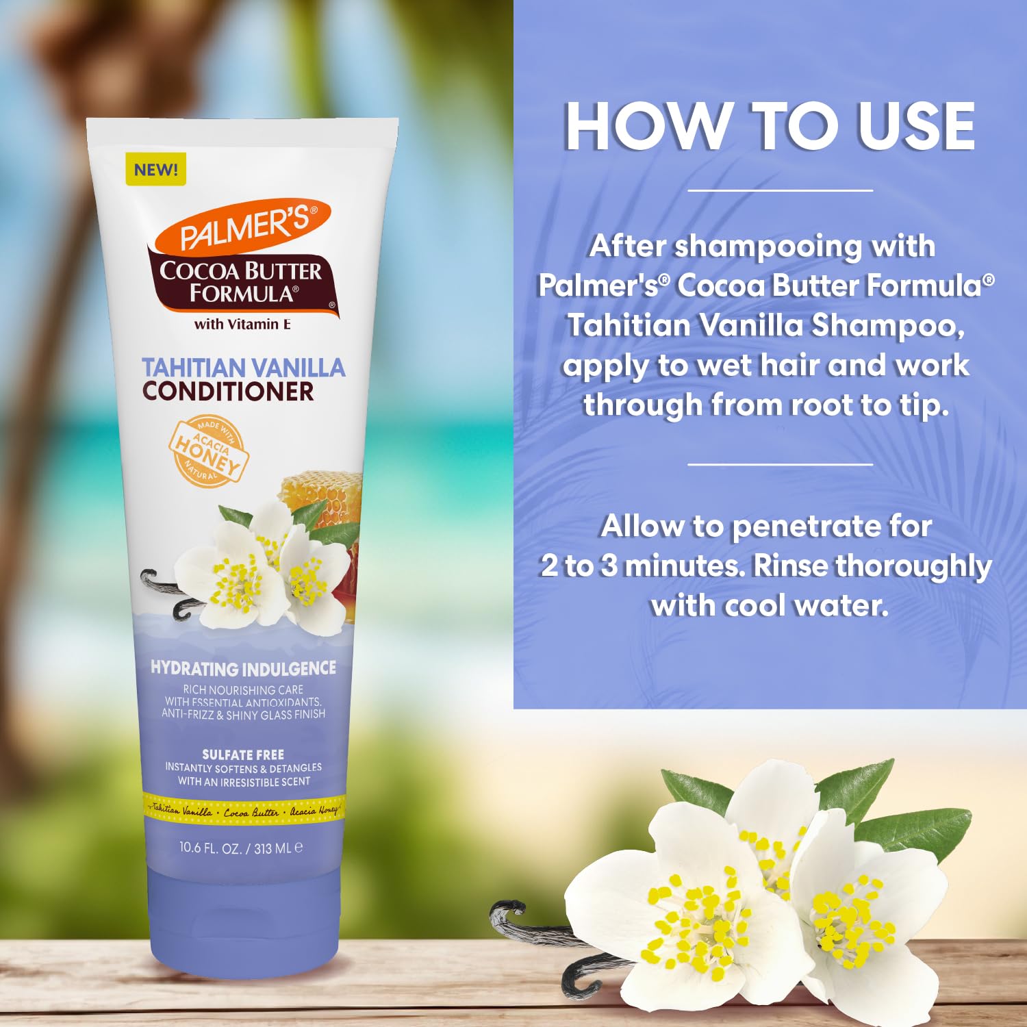 Close-up on the creamy conditioner delivering smooth, shiny strands.
