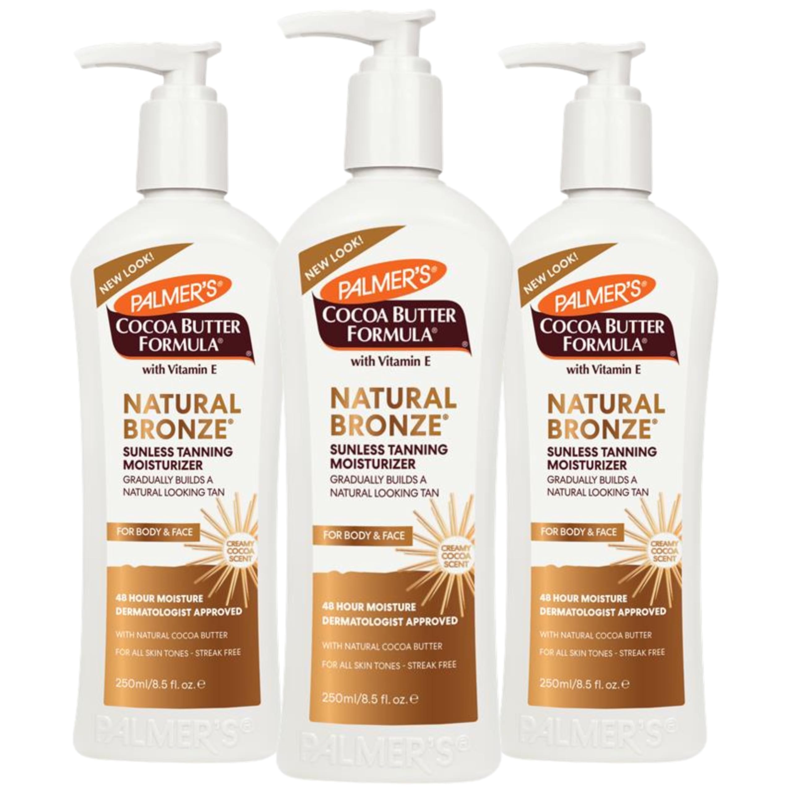 Palmer's Natural Bronze lotion jar demonstrates creamy texture for daily moisturization.
