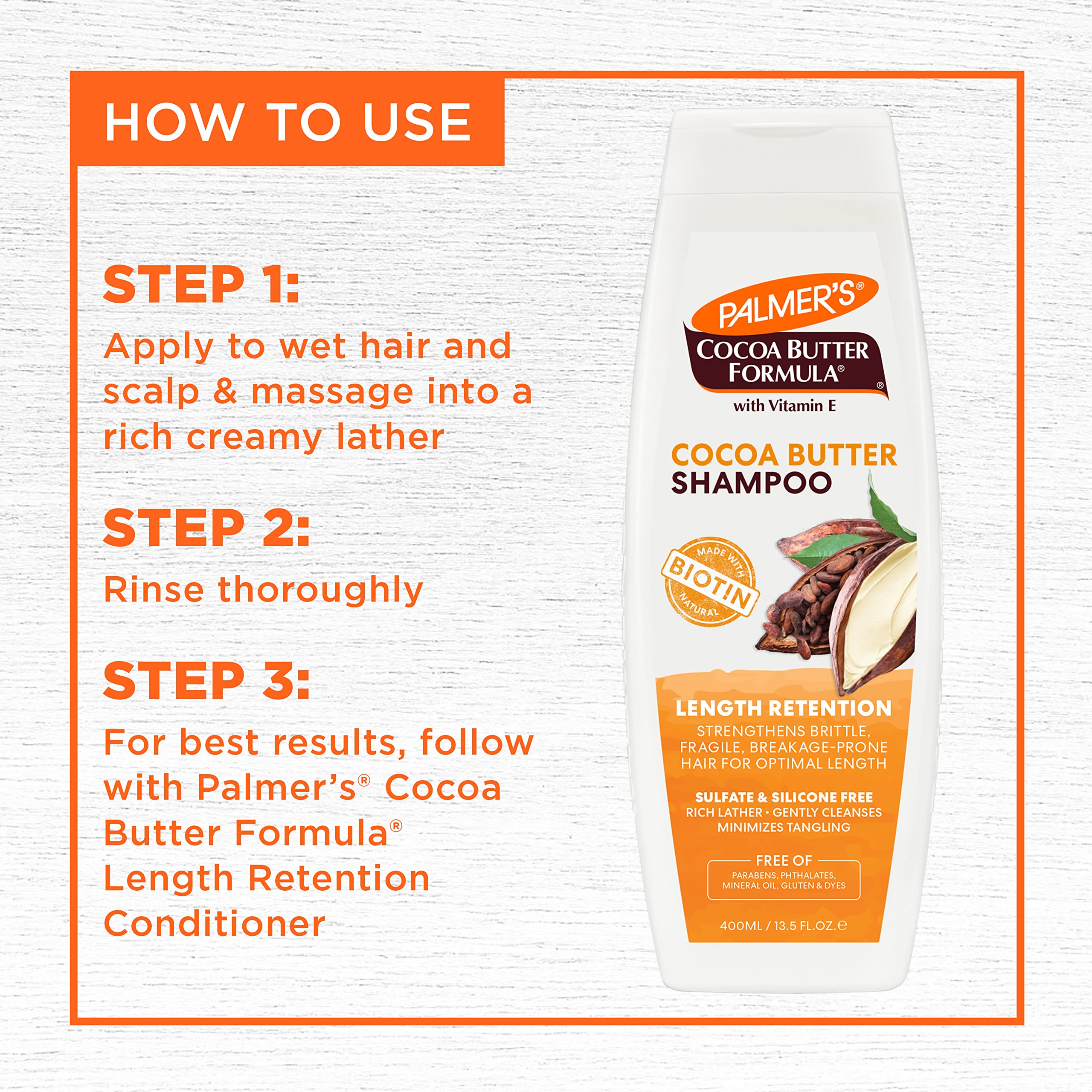 Palmer's shea, cocoa butter, and coconut oil visuals suggest nourishing care.