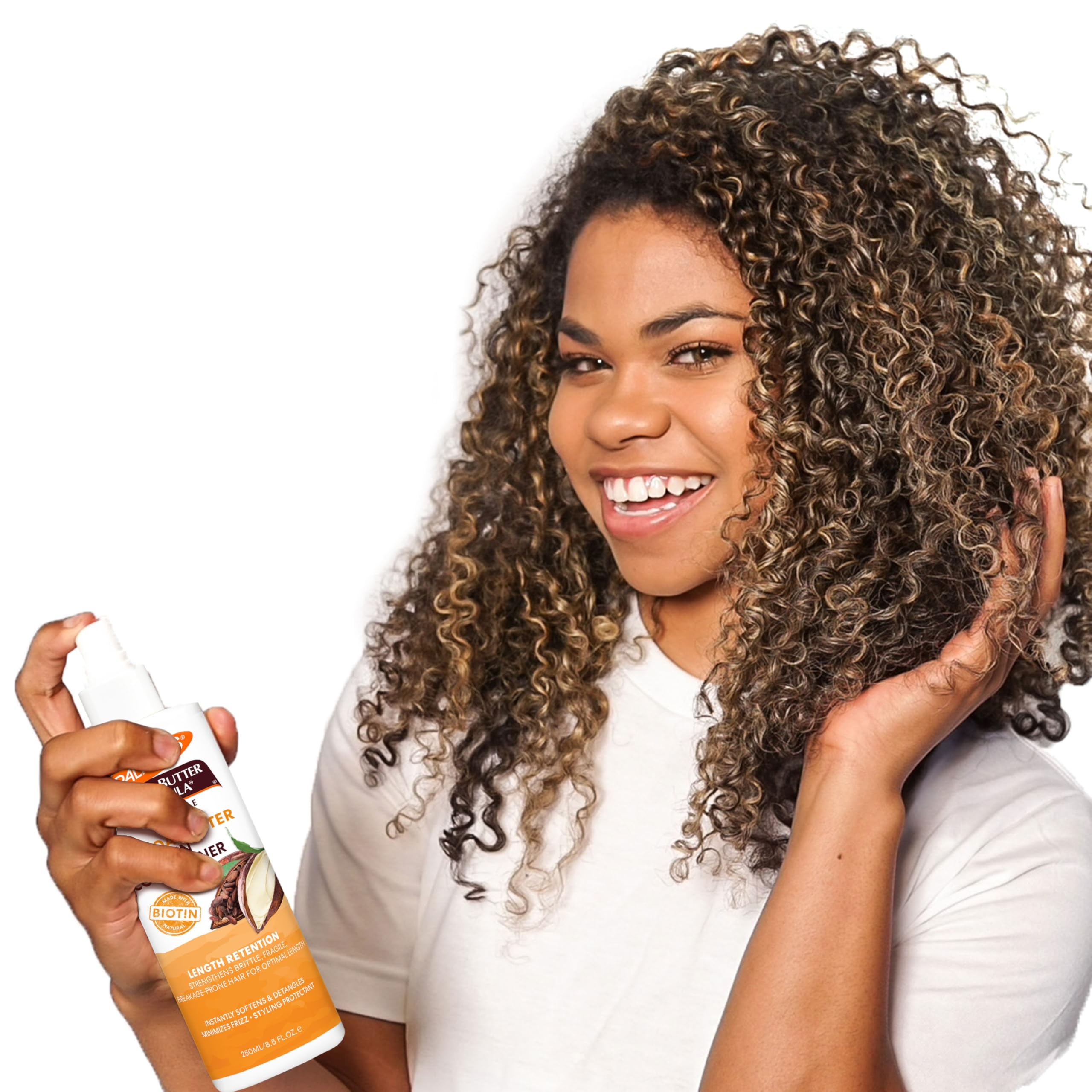 Silky, shiny curls after Palmer's leave-in conditioner use.