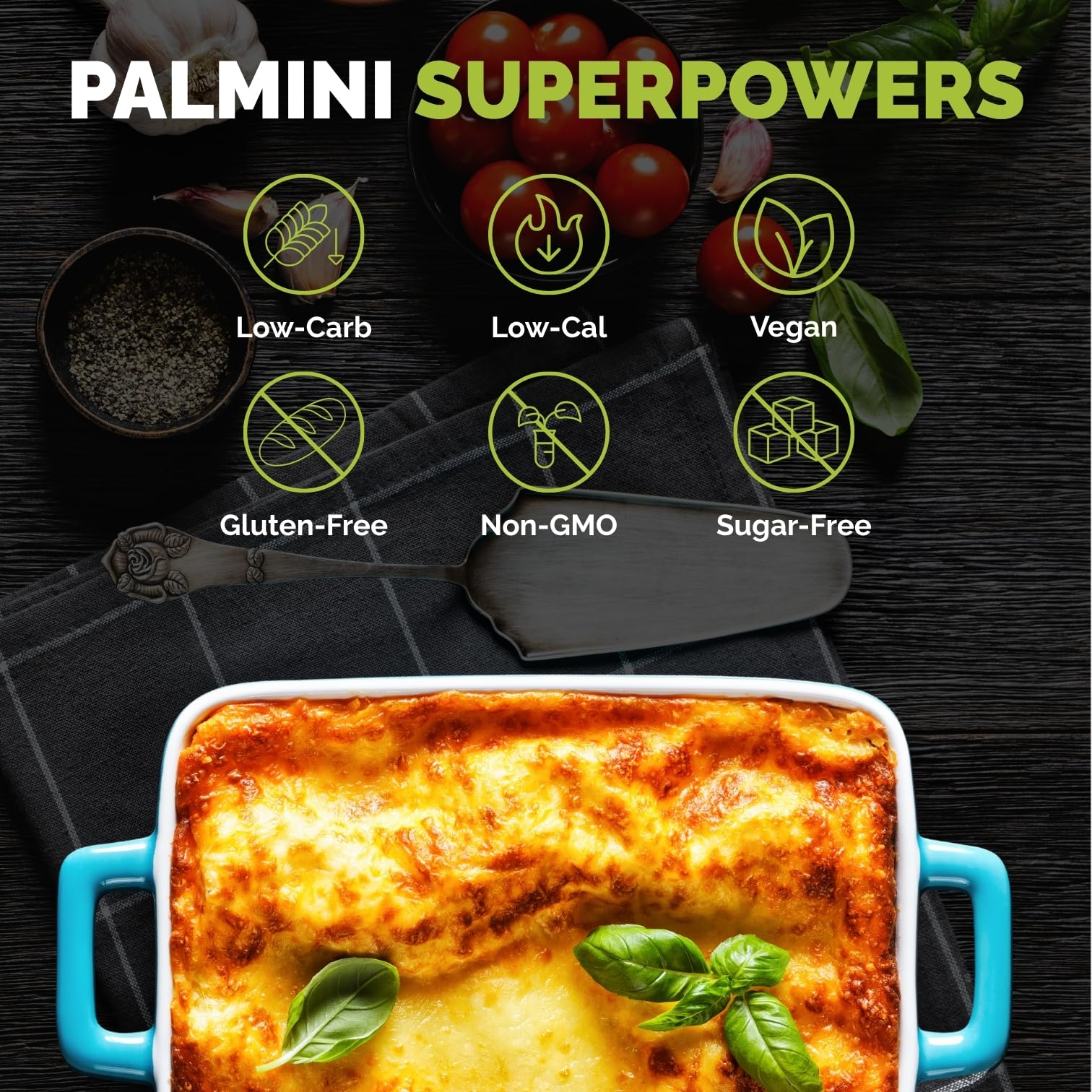 Palmini lasagna sheets close-up texture for layers.