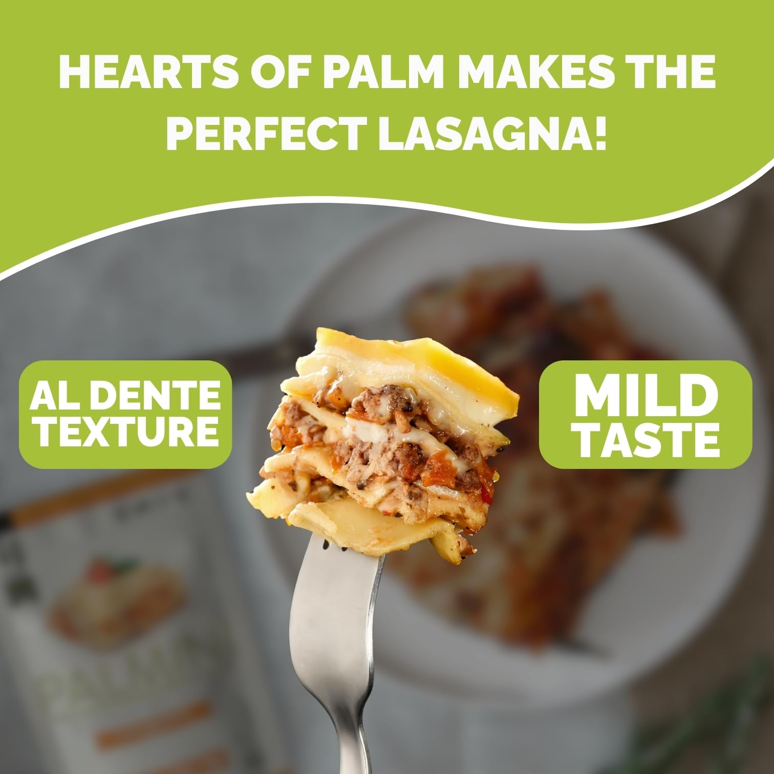 Palmini lasagna sheets layered with spinach and ricotta.