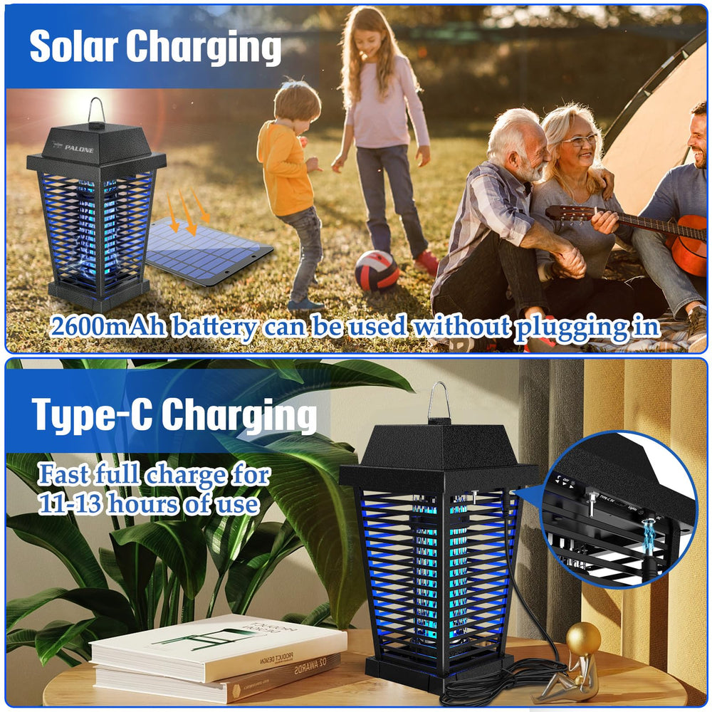 PALONE Solar Bug Zapper 360-degree design attracts insects from all sides