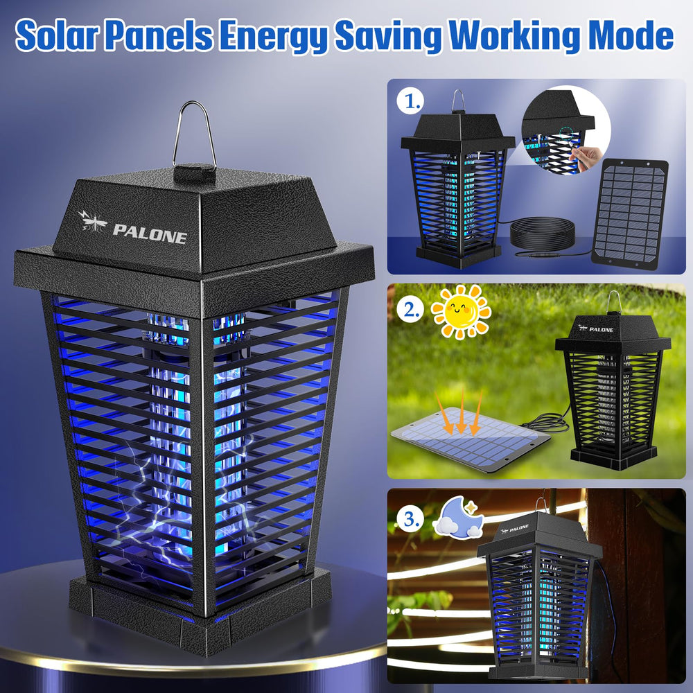Solar panel with long cord enables flexible sun-powered operation