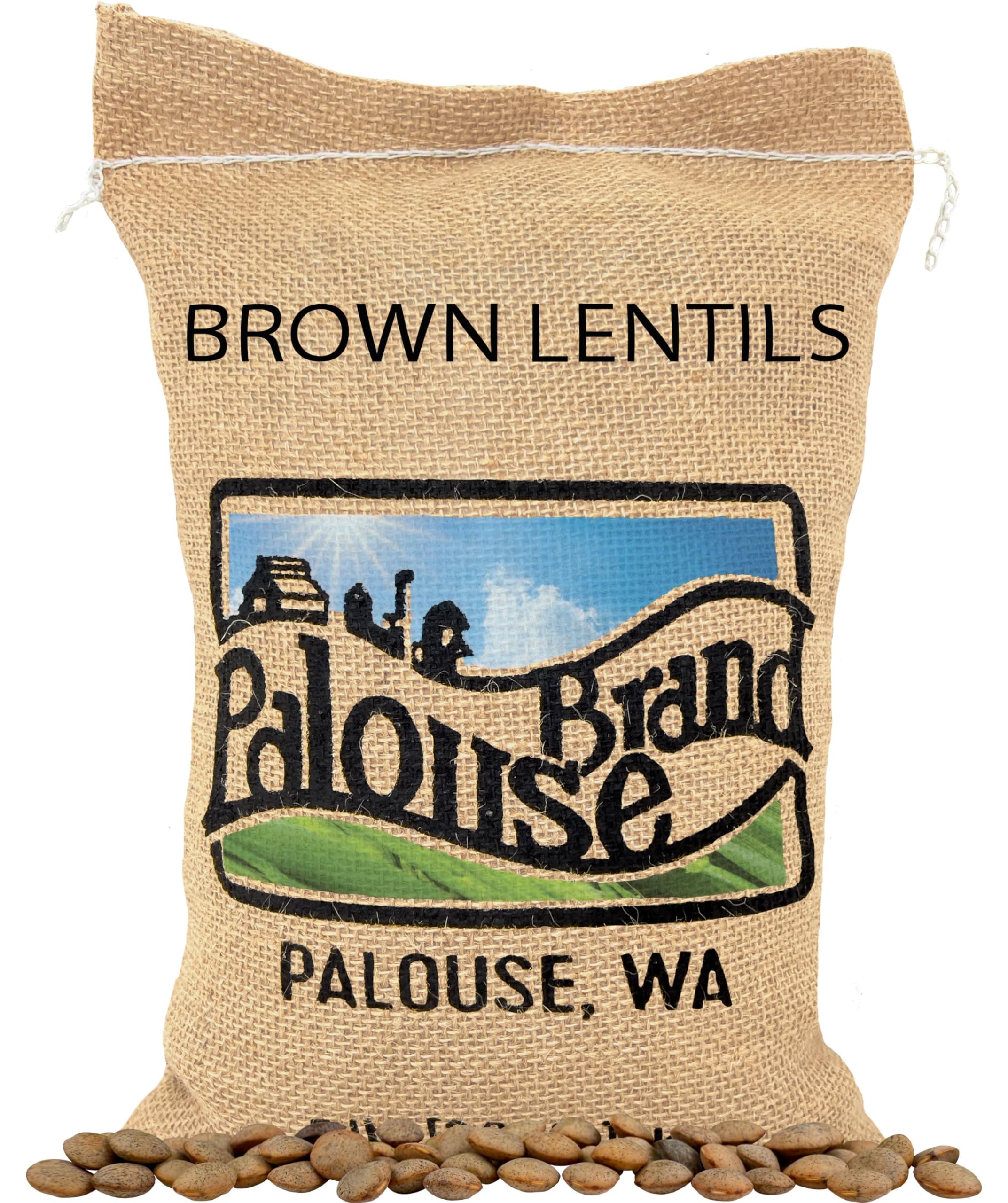 Palouse Brand brown lentils in a 5 lb bag, ideal for pantry staples and quick meals.