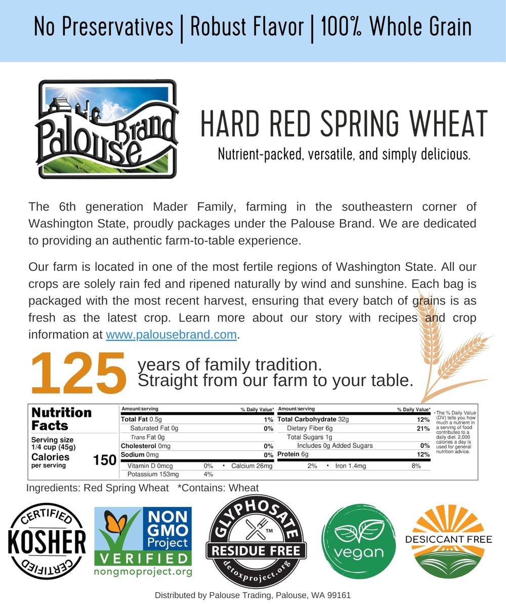 Palouse Brand farm-to-table harvest process with clean grains.
