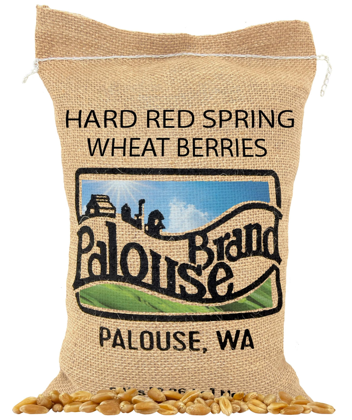 Palouse Brand hard red spring wheat berries 5lb bag ready for milling at home.