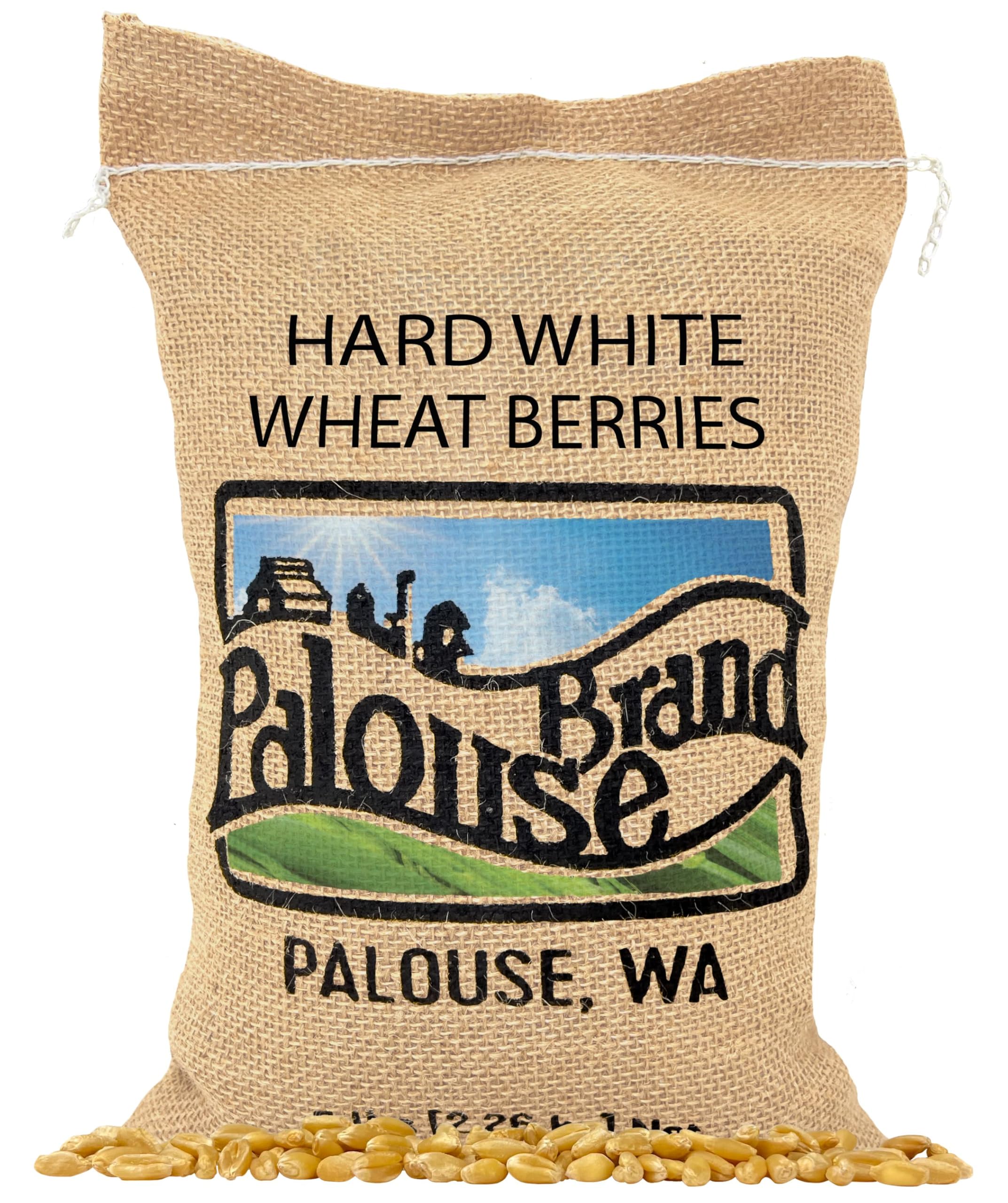 Palouse Brand hard white wheat berries pack shot for pantry storage and resilience.
