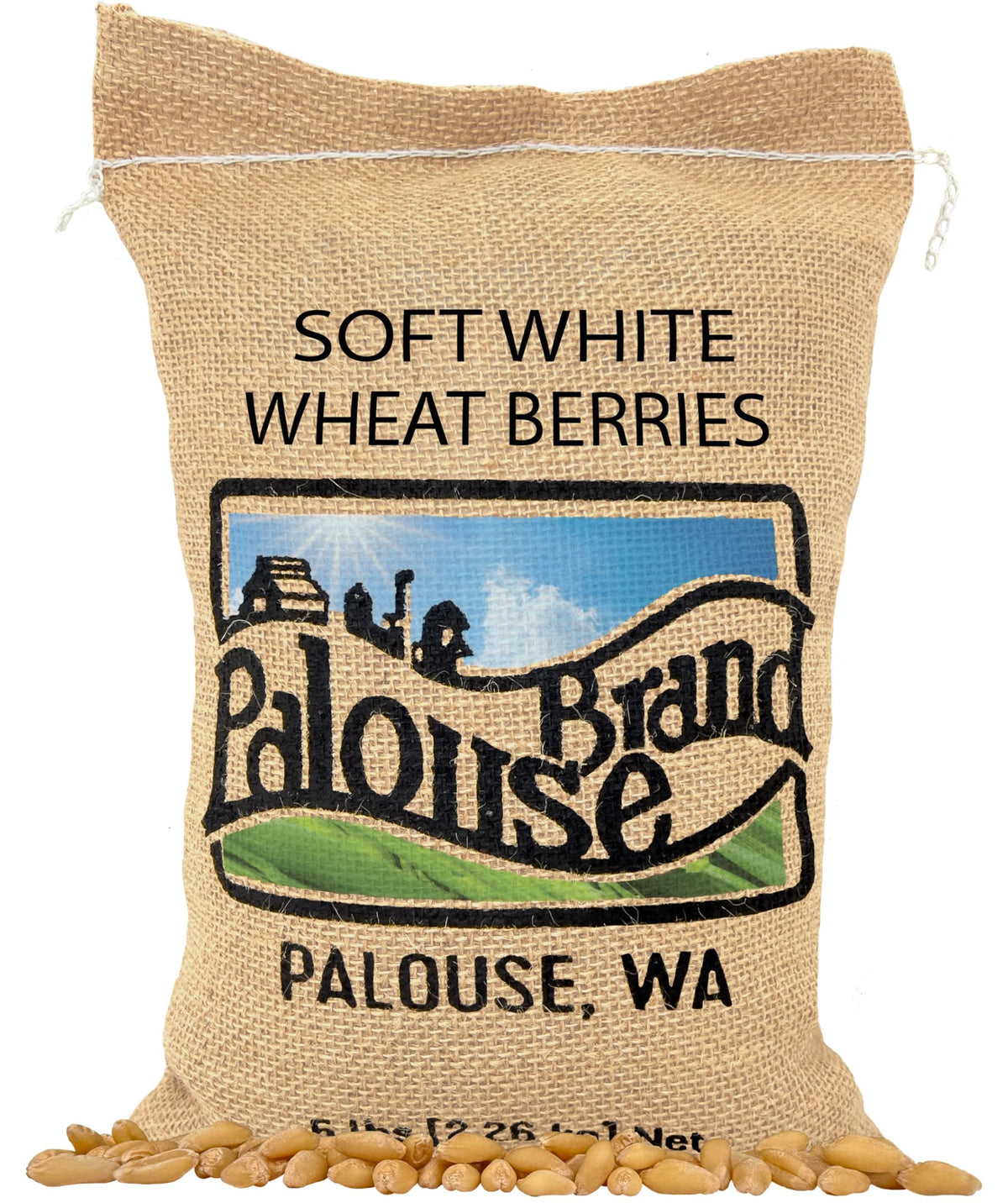 Palouse Brand soft white wheat berries in packaging, glyphosate-free and pantry-friendly.