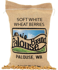Palouse Brand soft white wheat berries in packaging, glyphosate-free and pantry-friendly.