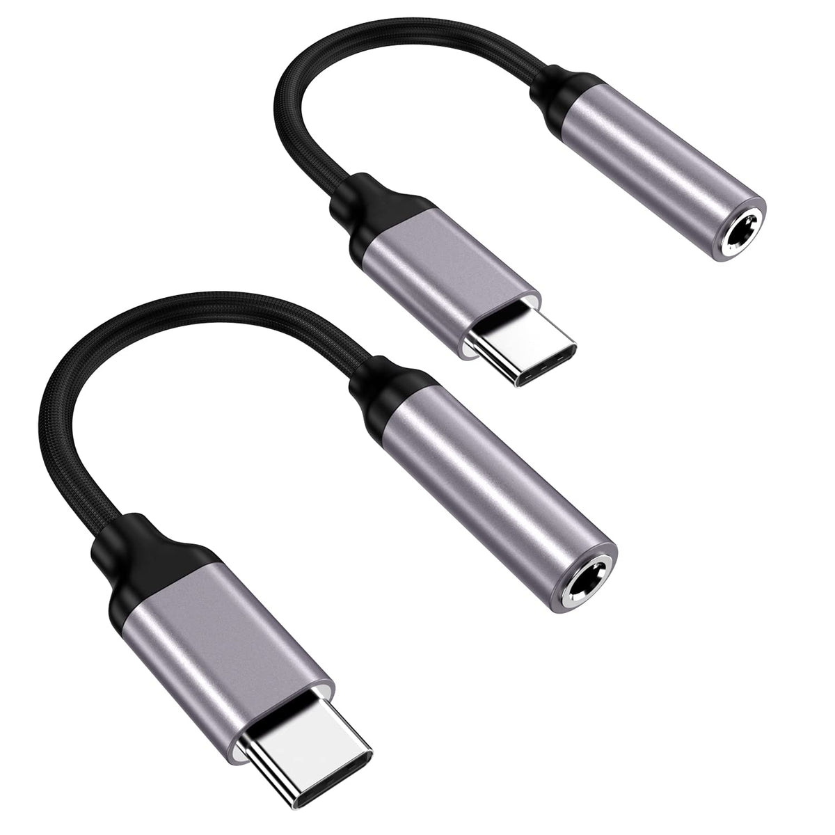 Paloxy USB-C to 3.5mm adapter front view—compact, durable, ready for everyday listening.