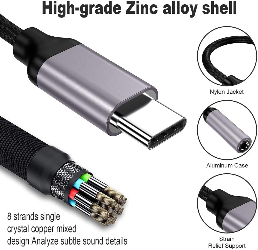 Paloxy USB-C to 3.5mm adapter side port detail for stable on-the-go connections.