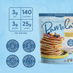 Pamelas packaging highlights gluten-free certification and quality ingredients.