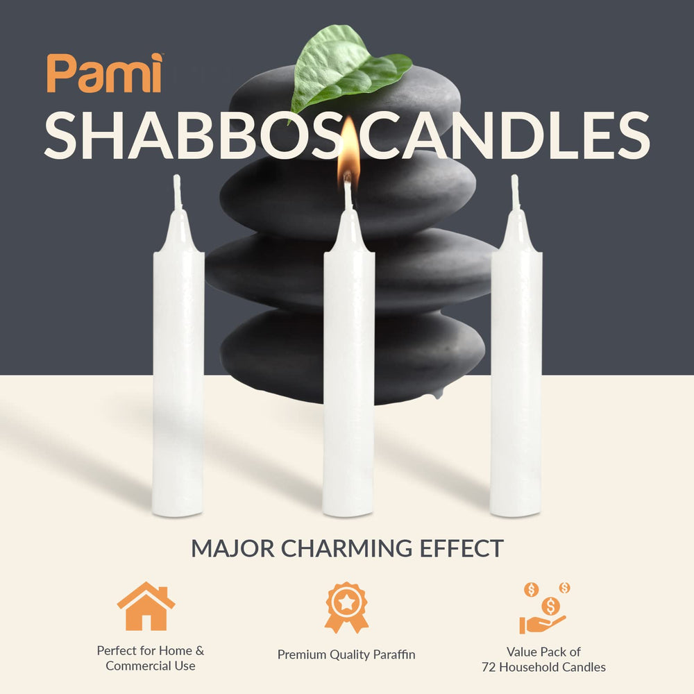 PAMI unscented taper candle for allergy-safe dining environments.