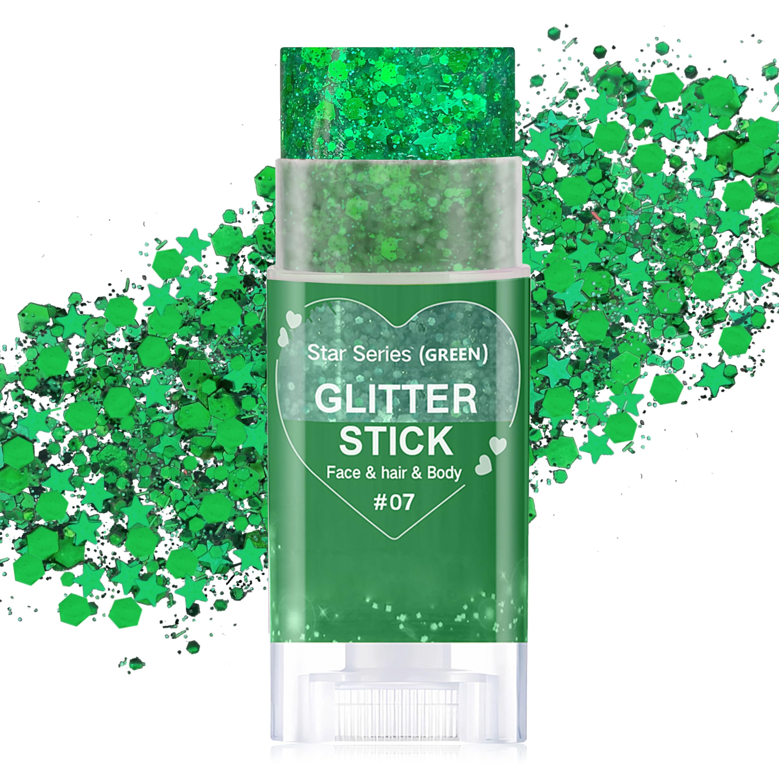 Paminify green hair glitter stick adds waterproof sparkle to hair and skin.