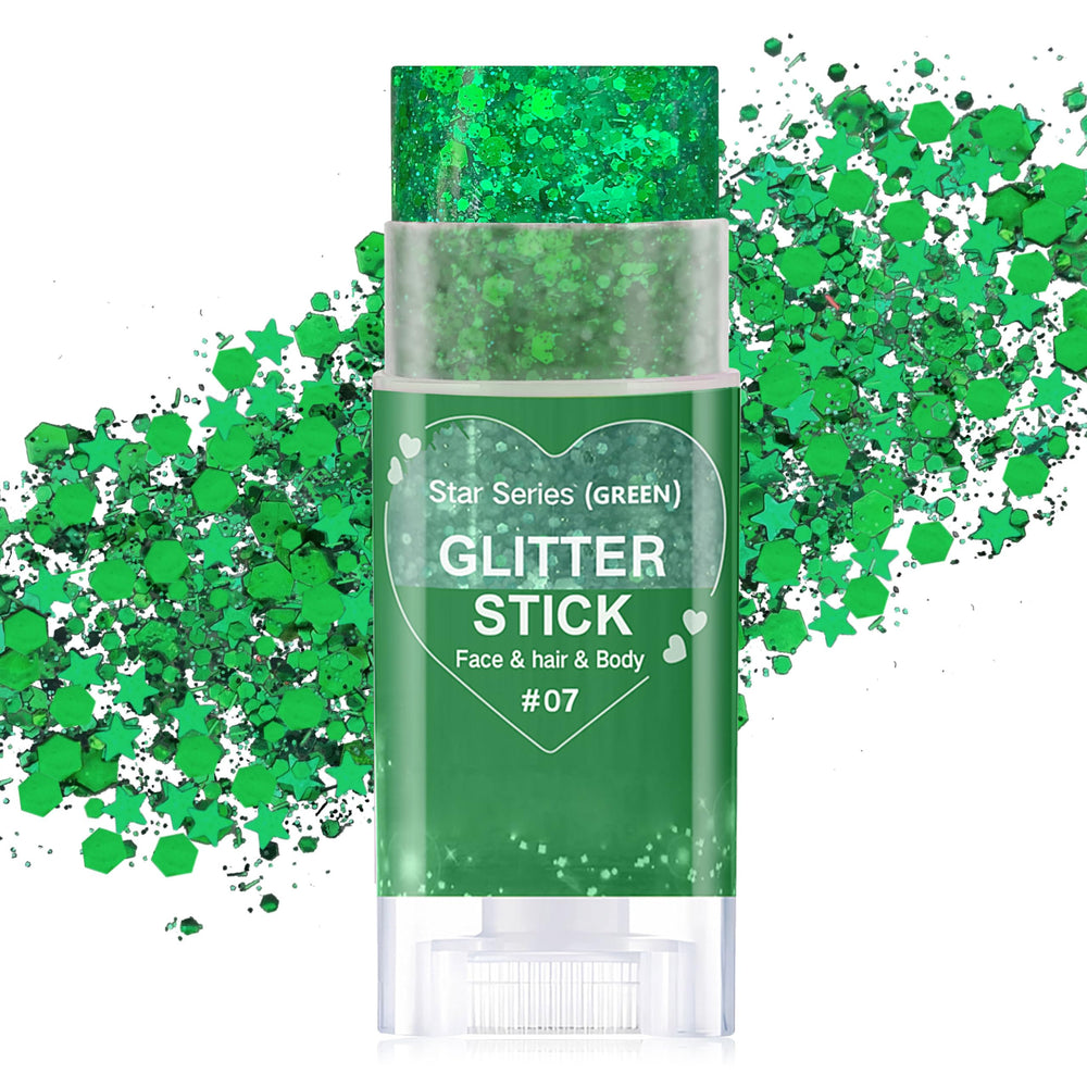 Paminify green hair glitter stick adds waterproof sparkle to hair and skin.