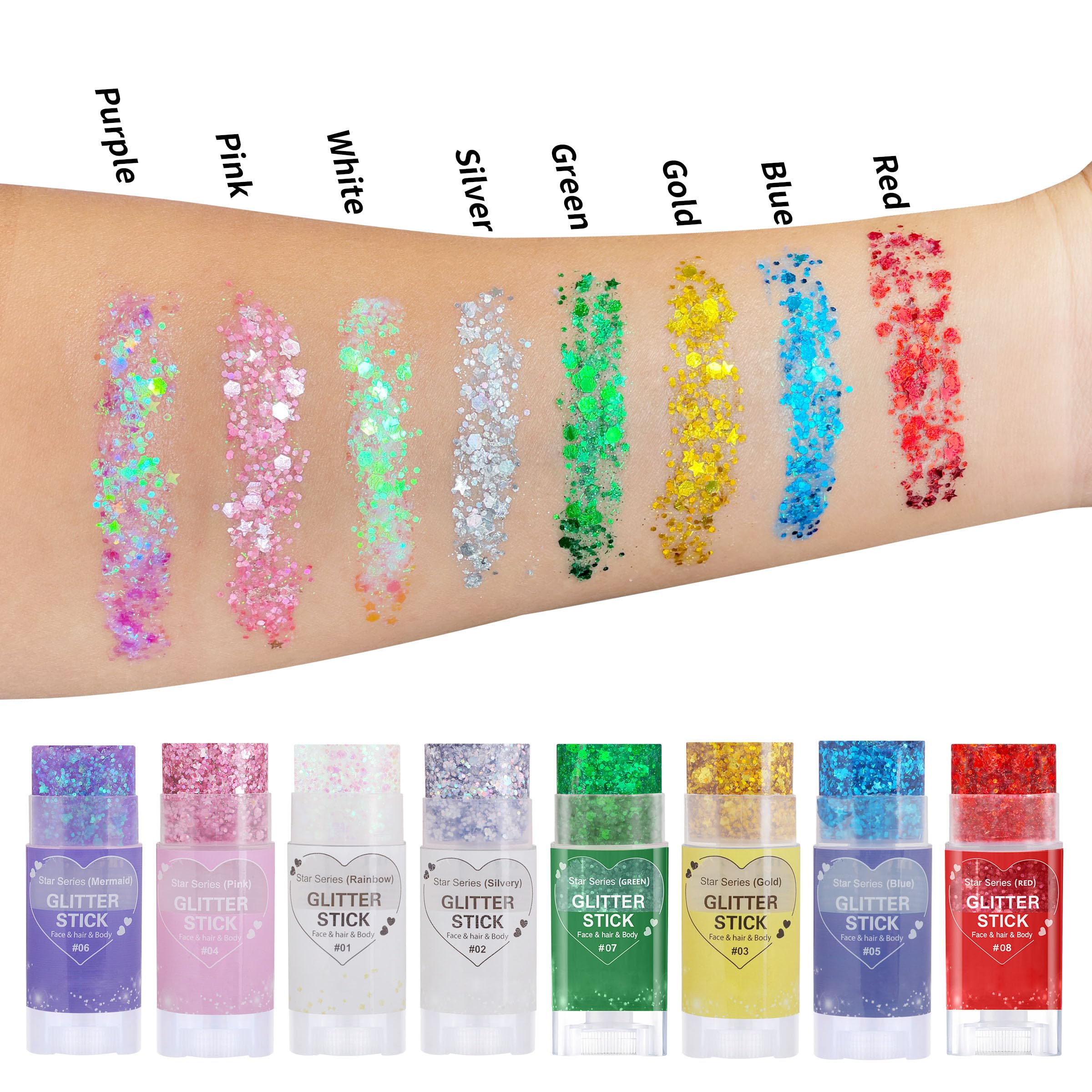 Paminify Pink Glitter Stick waterproof shine that holds through rain.