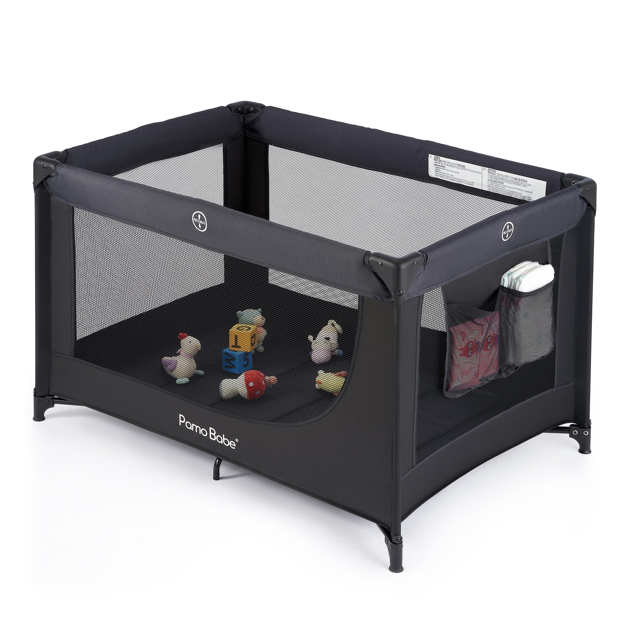 Pamo Babe folded pack and play ready for travel and storage