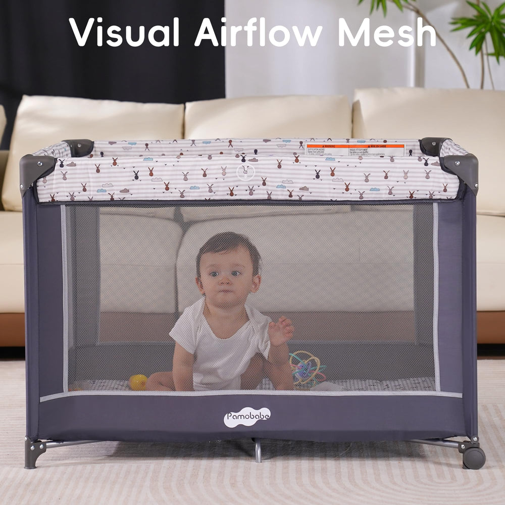 Pamo Babe Pack and Play easy-assembly saves time during setup.