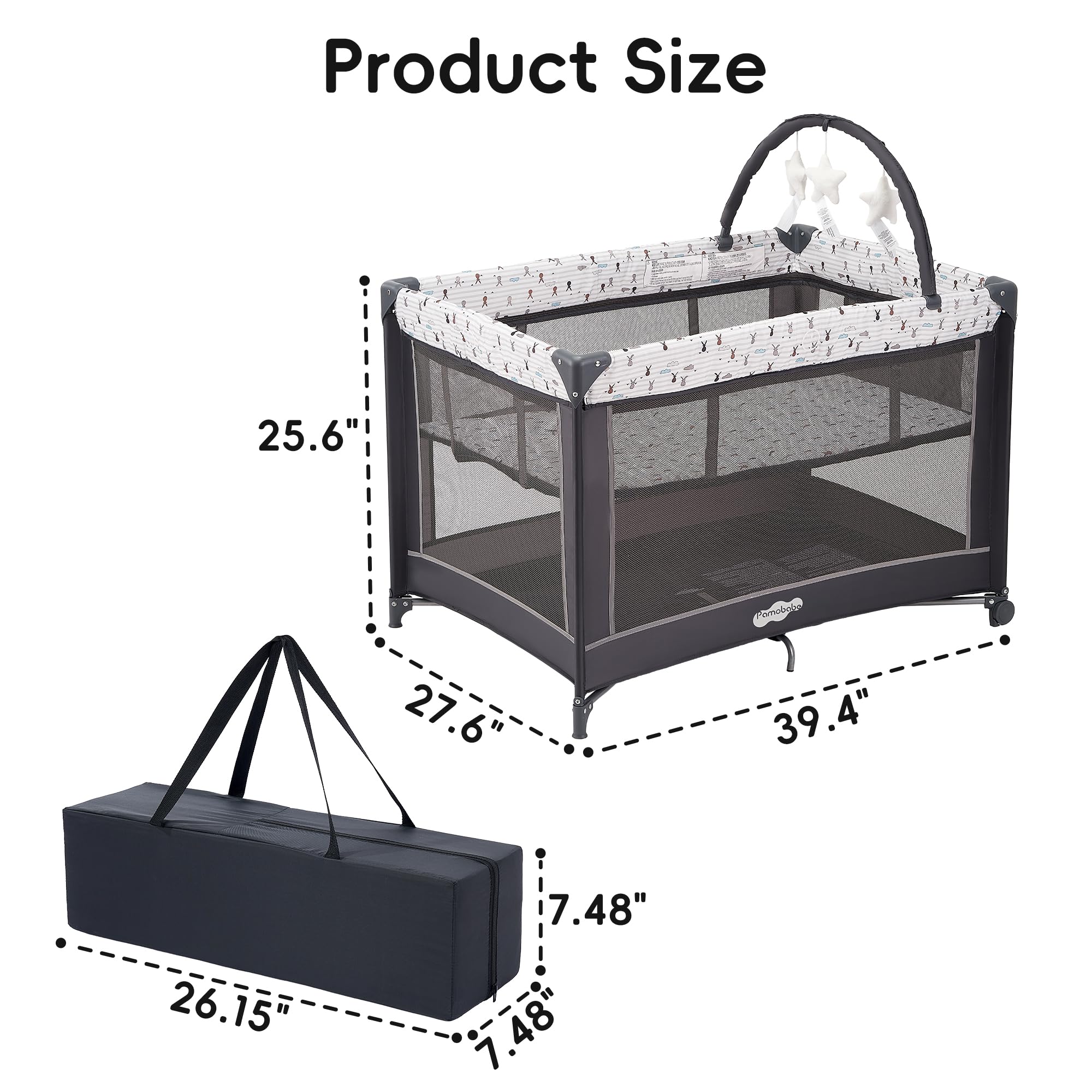 Pamo Babe Pack and Play wheels enable smooth room-to-room moves.