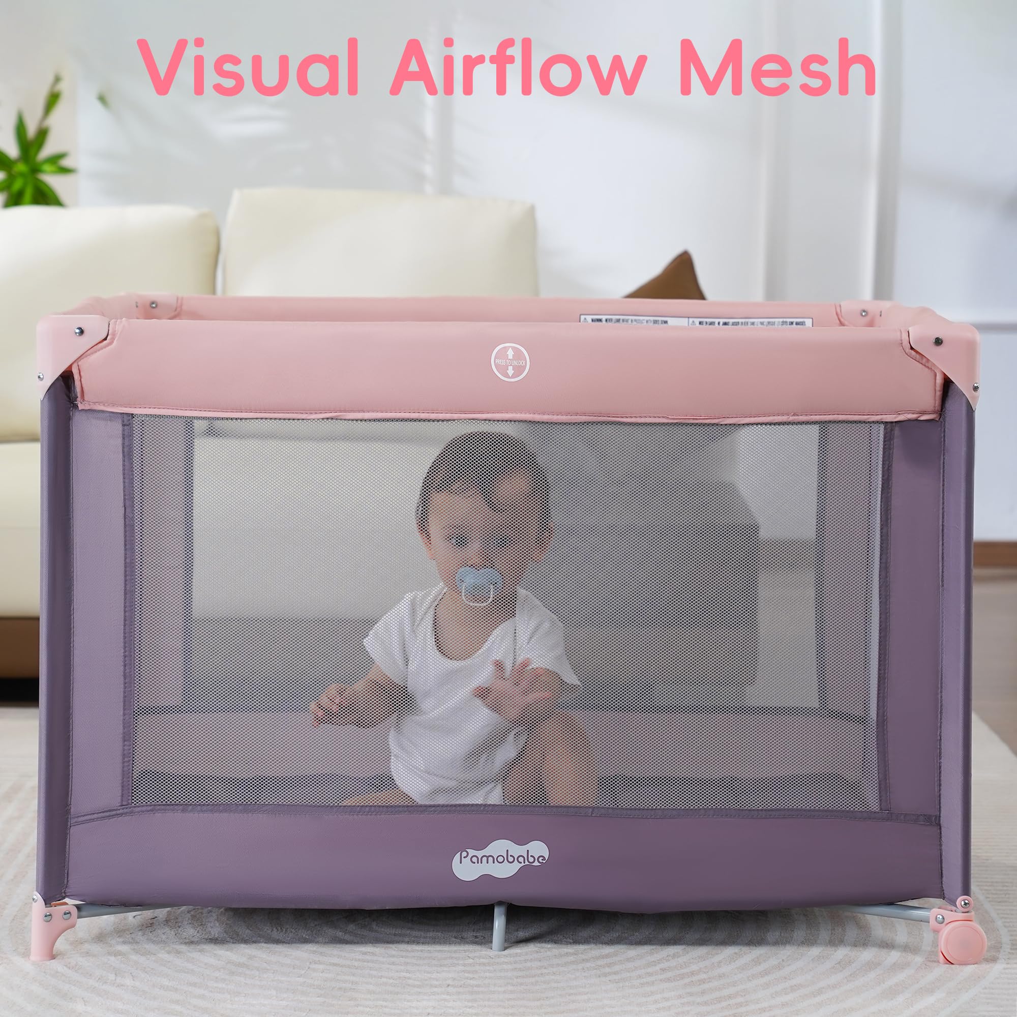 Pamo Babe Pack and Play seven-point base stays sturdy.