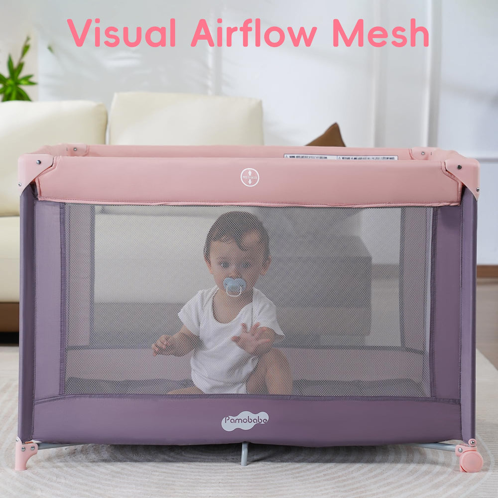 Pamo Babe Pack and Play seven-point base stays sturdy.