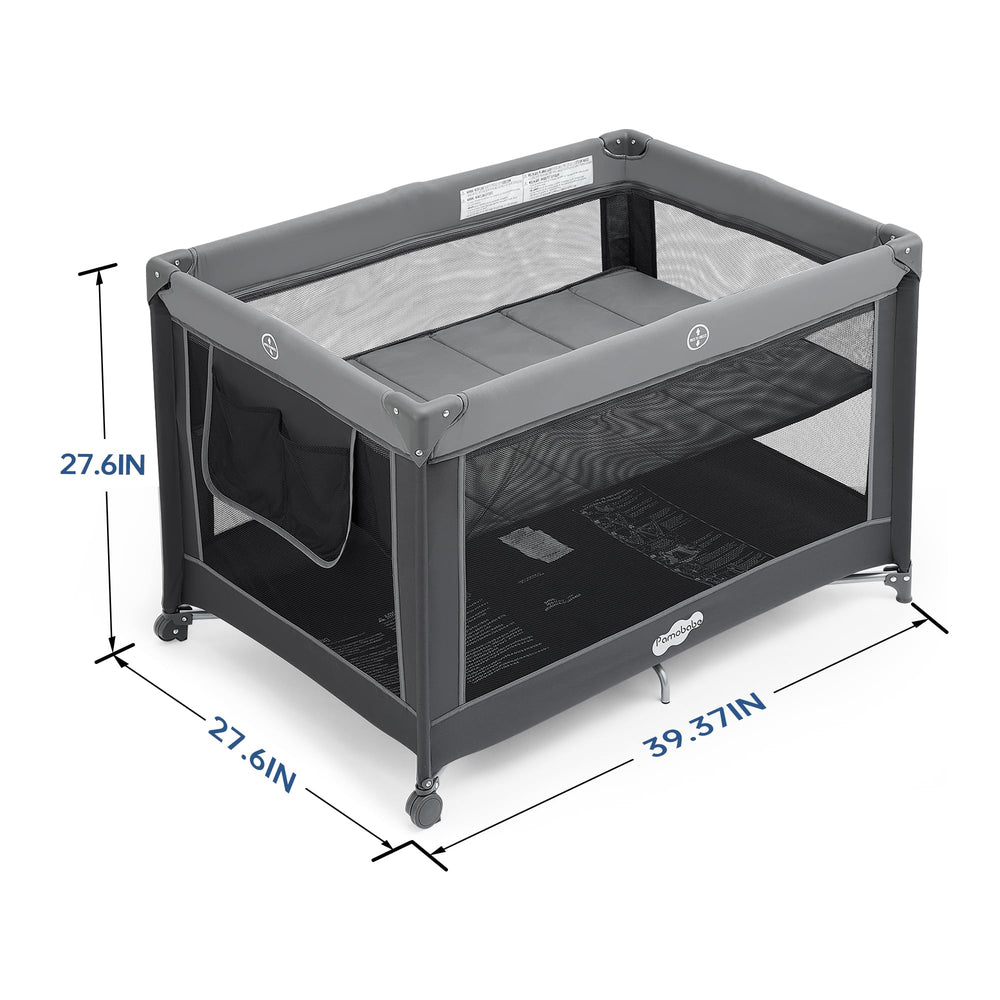 Pamo Babe compact storage playpen in a small living space