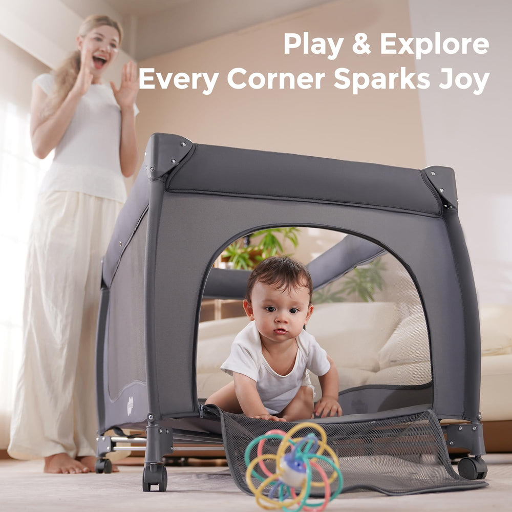 Pamo Babe waterproof changing table cleans easily after diaper changes.