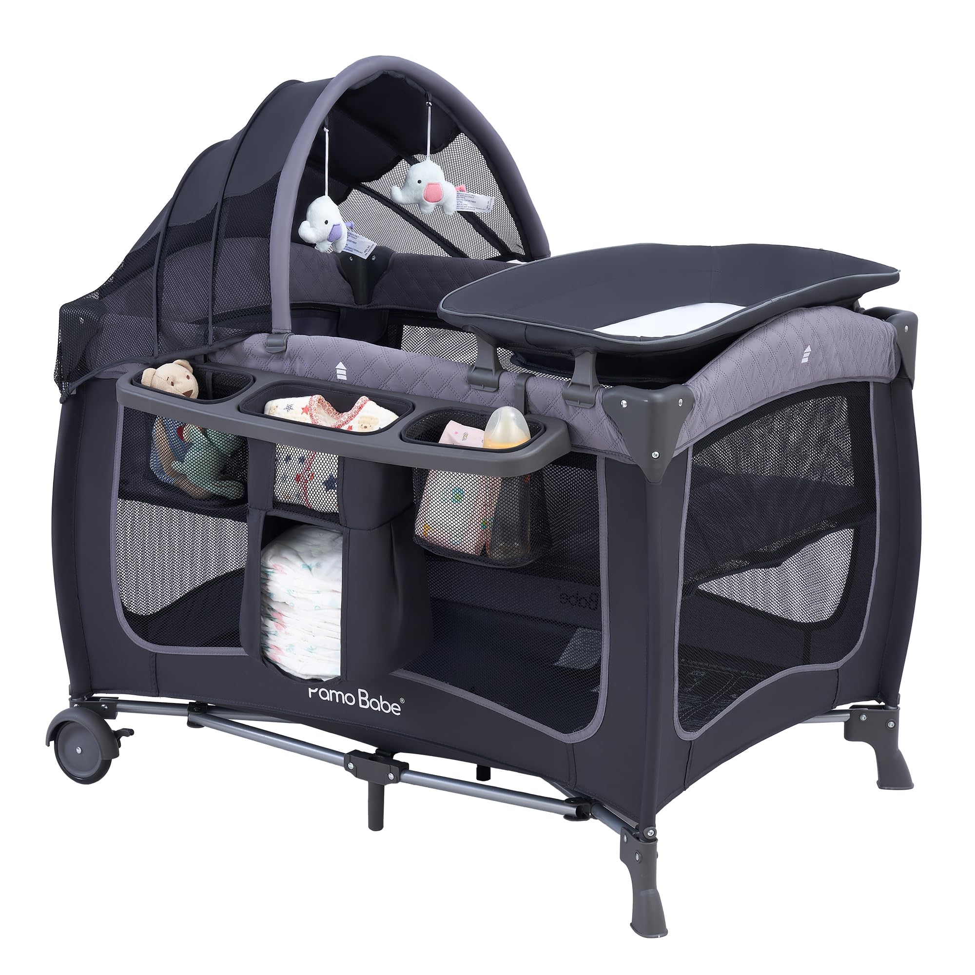 Pamo Babe baby playard canopy shields baby's eyes from bright light during naps