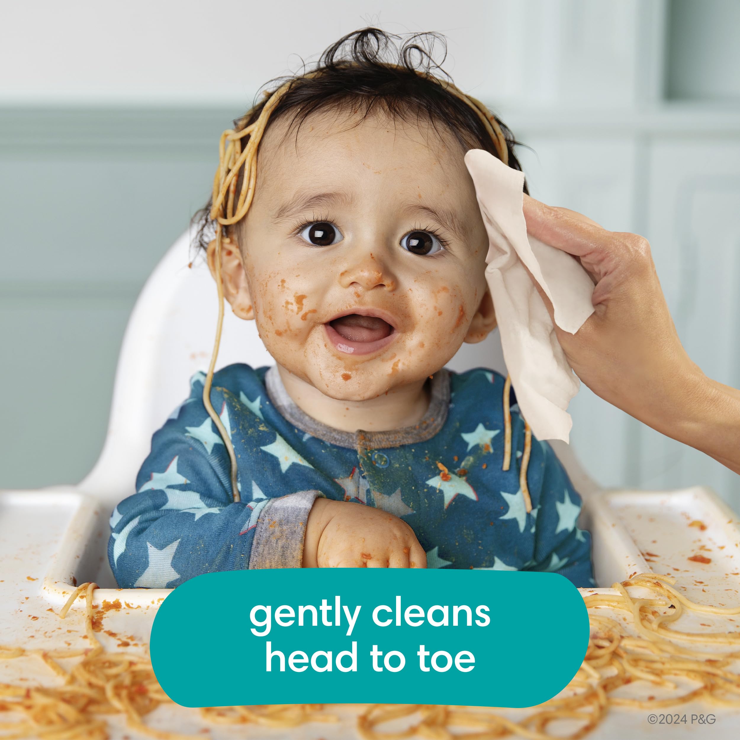 Pampers wipes with 0% alcohol keep skin comfortable.