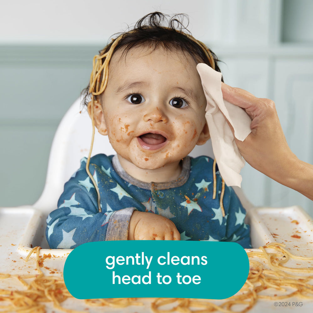Pampers wipes with 0% alcohol keep skin comfortable.