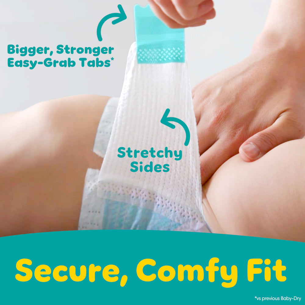Pampers Baby-Dry no elemental chlorine design supports skin safety.