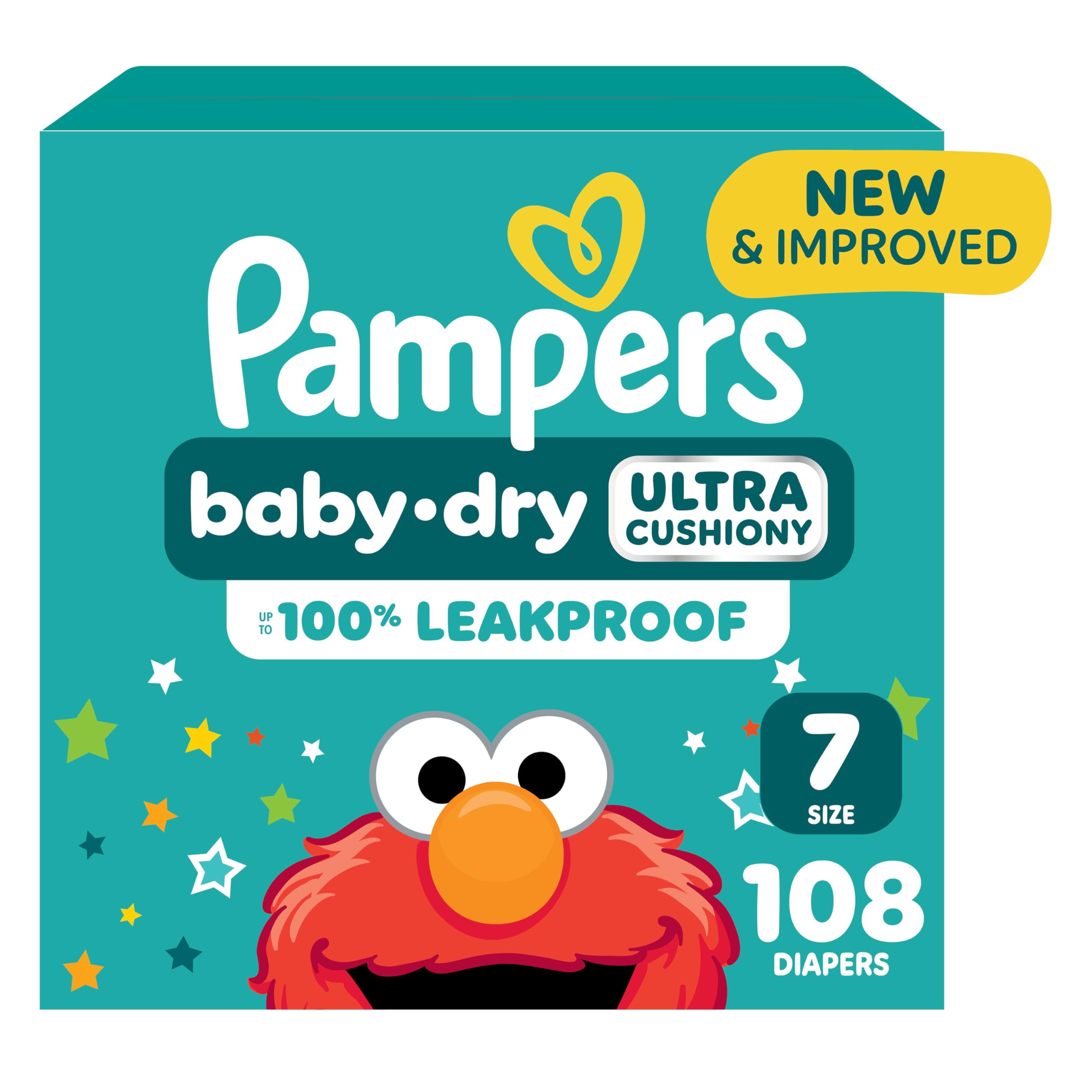 Pampers Baby-Dry Size 7 packaging highlights trusted diaper design for overnight use