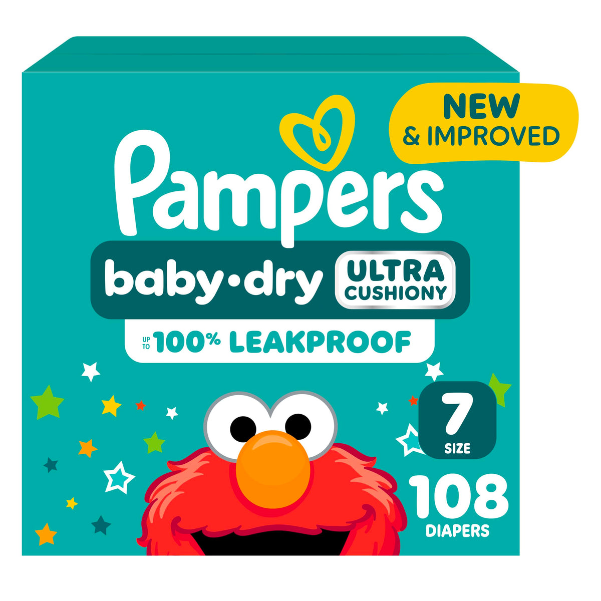Pampers Baby-Dry Size 7 packaging highlights trusted diaper design for overnight use