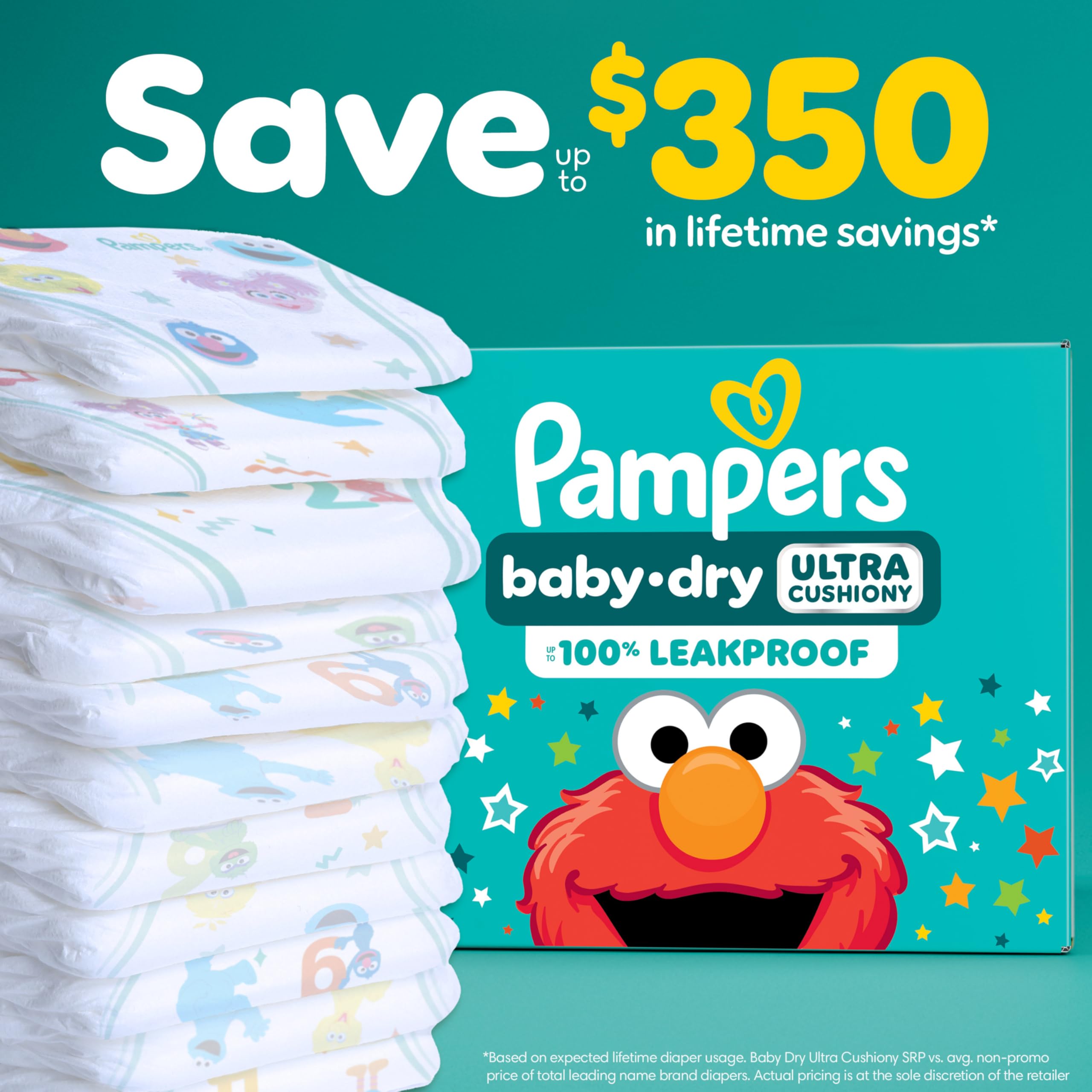 Pampers Baby-Dry stretchy sides provide secure, comfy fit to prevent leaks.