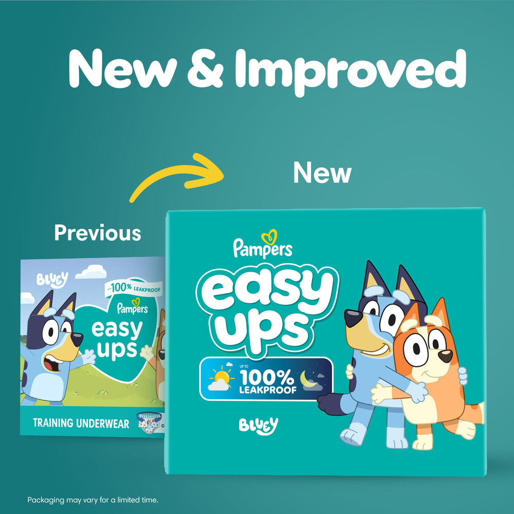 Pampers Easy Ups Bluey graphics on pants to engage potty learning